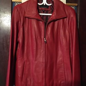 Johns New York Red Lamb Leather Jacket, Large, Mint Condition